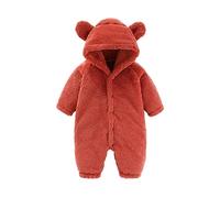 Combinaison Flanelle Combinaisons Avec Pieds Solide Barboteuses Polaire Capuche Grenouillères En Velours Chaud Manteau Naissance De feuilles Pour les Tout-Petits 0-6 Mois Body