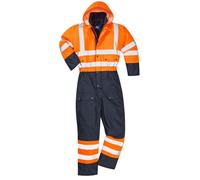Combinaison haute visibilité matelassée Imperméable Portwest contrast Orange / Marine S