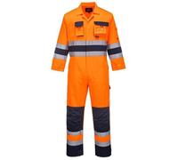 Portwest TX55 Hommes Nantes Combinaison de Travail à Haute Visibilité Réfléchissante Combinaison de Sécurité Classe 3 Orange/Marine, M