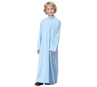 Combinaison Hiver Bebe Fille 36 Mois - Thobe Arabe Thobe à Manches Longues Crew Robe Adolescents garçons à Manches Longues Robe brodée Ensemble Arabe vêtements pour Enfants Robe (Sky Blue 4-5 Years)