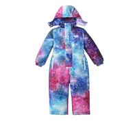 Combinaison Impermeable Enfant Ciel Étoilé Imprimé Veste et Pantalon 2 Pièces de Ski-Manches Longues à Capuche-Combinaison D'extérieur Softshell Garçons Filles pour Alpinisme et Ski