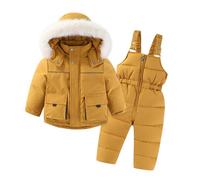 Combinaison Impermeable Enfant Épaissi Veste et Pantalon une Pièce de Ski-Manches Longues à Capuche-Combinaison D'extérieur Softshell Garçons Filles pour Alpinisme et Ski Hiver Chaud Tenue