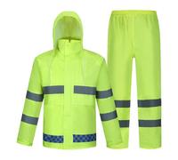 Combinaison imperméable - Veste de pluie respirante pour homme avec bandes réfléchissantes - Pantalon de pluie confortable et pour homme et femme, Vert fluorescent/tissu Oxford 150D