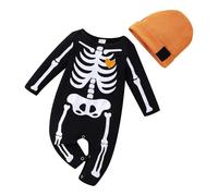 Combinaison imprimée d'Halloween pour nouveau-né bébé fille + ensemble tenues vêtements bébé jogging garçon, Noir , 0-3 mois