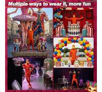 Combinaison intégrale enfant orange bronzes vert fluo latex pour adulte femme et homme costume de Lorax d'écran vert costume Slenderman avec moustache et sourcils pour Halloween 5-6 10-12 3-4 8-9 2ans