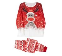 Combinaison intégrale pour femme - Imprimé de Noël douillet - Manches longues - Col rond - Combinaison familiale en velours (papa) - Pyjama pour femme - Motif de Noël, rouge, 3XL