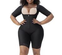 Combinaison Intégrale pour Femmes Compression Post-opératoire Après Liposuccion Gaine Amincissante Taille Sablier de Niveau 1 Gaine Amincissante pour le Haut des Bras, Décolleté Ouvert(Schwarz,XXL)