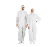Combinaison jetable Blanche Homme Avec capuche combinaison de sécurité carton de 50 pièces poussière et liquide non dangereux TM