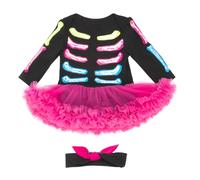 Combinaison-jupe D'halloween pour Bébé Fille, Célébration Halloween, 73 | Coton Agréable et Respirant, Manches Longues Confortables, Protège la Peau, Ensemble Bandeau pour Photo Props