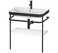 Duravit Happy D.2 Plus c-bonded Set avec console métallique, 775x490mm,1 trou de robinetterie, HP4737O2222, Couleur: Décor blanc brillant