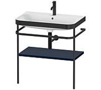 Duravit Happy D.2 Plus combinaison lavabo pour meuble HP4737O9898 77,5 x 49 cm, trou pour robinetterie 2000 , bleu nuit satiné, avec console en métal