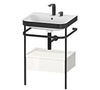 Combinaison lavabo pour meuble Duravit Happy D.2 Plus HP4740E2222 57,5 x 49 cm, 2 trous pour robinet, brillant blanc , avec console en métal