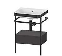 Duravit Lavabo pour meuble Happy D.2 Plus HP4740N8080 57,5x49 cm sans trou, graphite super mat