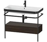 Combinaison lavabo pour meuble Duravit Happy D.2 Plus HP4743O6969 97,5 x 49 cm, 1 trou pour robinetterie, noyer brossé, avec console en métal