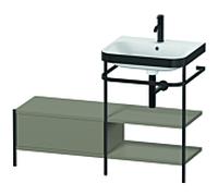 Duravit Happy D.2 Plus combinaison lavabo sur meuble HP4745O9292 120 x 49 cm, trou pour robinetterie 2000 , finition gris pierre satiné, avec console en métal