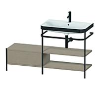 Combinaison lavabo pour meuble Duravit Happy D.2 Plus HP4747O7575 140 x 49 cm, 1 trou pour robinetterie, lin, avec console en métal