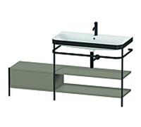 Combinaison lavabo pour meuble Duravit Happy D.2 Plus HP4748O9292 160 x 49 cm, 1 trou pour robinetterie, finition gris pierre satiné, avec console en métal
