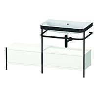 Combinaison lavabo pour meuble Duravit Happy D.2 Plus HP4757N3636 140x49cm, avec console en métal, sans trou pour robinetterie, blanc