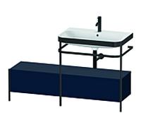Combinaison lavabo pour meuble Duravit Happy D.2 Plus HP4757O9898 140x49cm, avec console en métal, 1 trou pour robinetterie, finition satinée bleu nuit