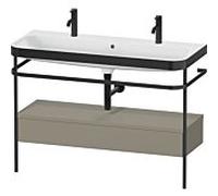 Combinaison lavabo pour meuble Duravit Happy D.2 Plus HP4764O92920000 117,5x49cm, avec 1 trou pour robinetterie, support en métal, finition satinée gris pierre
