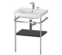 Duravit Happy D.2 Plus combinaison lavabo sur meuble HP4835E6969 57,5 x 49 cm, 2 trous pour robinetterie, noyer brossé, avec console en métal