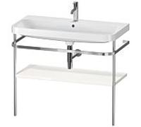 Duravit Happy D.2 Plus combinaison lavabo pour meuble HP4838O2222 97,5 x 49 cm, trou pour robinetterie 2000 , blanc brillant, avec console en métal