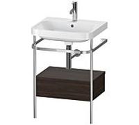 Combinaison lavabo pour meuble Duravit Happy D.2 Plus HP4840O6969 57,5 x 49 cm, 1 trou pour robinetterie, noyer brossé, avec console en métal