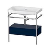 Duravit Happy D.2 Plus combinaison lavabo pour meuble HP4842N9898 77,5 x 49 cm, sans trou pour robinet, bleu nuit satiné, avec console en métal