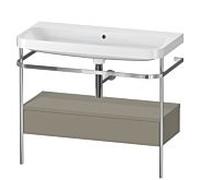 Duravit Happy D.2 Plus combinaison lavabo pour meuble HP4843N9292 97,5 x 49 cm, sans trou pour robinetterie, finition gris pierre satiné, avec console en métal
