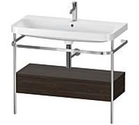 Combinaison lavabo pour meuble Duravit Happy D.2 Plus HP4843O6969 97,5 x 49 cm, 1 trou pour robinetterie, noyer brossé, avec console en métal