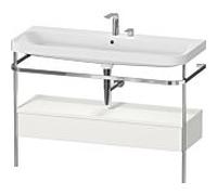 Duravit Happy D.2 Plus combinaison lavabo pour meuble HP4844E39390000 117,5x49cm, avec console en métal, 2 trous pour robinetterie, nordic blanc mat