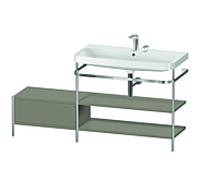 Duravit Happy D.2 Plus combinaison lavabo pour meuble HP4848E9292 160 x 49 cm, 2 trous pour robinet, gris pierre satiné, avec console en métal