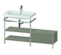 Duravit Happy D.2 Plus combinaison lavabo sur meuble HP4852O9292 140 x 49 cm, trou pour robinetterie 2000 , finition gris pierre satiné, avec console en métal