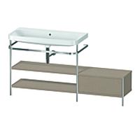 Duravit Happy D.2 Plus combinaison lavabo sur meuble HP4853N7575 160 x 49 cm, sans trou pour robinetterie, lin, avec console en métal