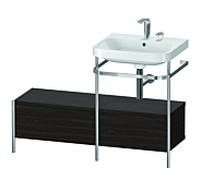 Combinaison lavabo pour meuble Duravit Happy D.2 Plus HP4855E6969 120x49cm, avec console en métal, 2 trous pour robinetterie, noyer brossé