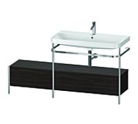 Combinaison lavabo pour meuble Duravit Happy D.2 Plus HP4858O6969 160x49cm, avec console en métal, 1 trou pour robinetterie, noyer brossé