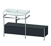 Duravit Happy D.2 Plus combinaison lavabo pour meuble HP4862N8080 140x49cm, avec console en métal, sans trou pour robinet, graphite super mat