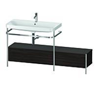 Combinaison lavabo pour meuble Duravit Happy D.2 Plus HP4863O6969 160x49cm, avec console en métal, 1 trou pour robinetterie, noyer brossé