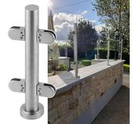 Combinaison libre - Poteaux de balustrade - Colliers ronds de balustrade en verre pour bassin de jardin - Argenté - Verre robuste - 1 pièce (Silver-mid Post,95 cm)