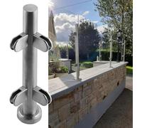 Combinaison libre - Poteaux de balustrade - Colliers ronds de balustrade en verre - Système de balustrade en verre pour bassin de jardin - Argenté - Verre robuste - 1 pièce (Silver-corner Post,95 cm)