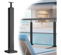 Combinaison libre Poteaux de balustrade en verre Garde-corps en verre Pince de balustrade intérieure carrée en verre, poteau de panneau de balustrade en verre de sécurité 1 pièce(poteau Black-End