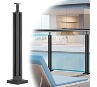 Combinaison libre Poteaux de balustrade en verre Garde-corps en verre Pince de balustrade intérieure carrée en verre, poteau de panneau de balustrade en verre de sécurité 1 pièce (poteau de coin noir