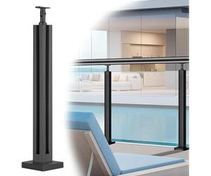 Combinaison libre Poteaux de balustrade en verre Garde-corps en verre Pince de balustrade intérieure carrée en verre, poteau de panneau de balustrade en verre de sécurité 1 pièce (poteau de coin noir