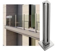 Combinaison libre Poteaux de balustrade en verre Système de balustrade en verre argenté pour balcon, poteau de balustrade en verre pour extérieur/intérieur, verre de sécurité 1 pièce(Silver Corner