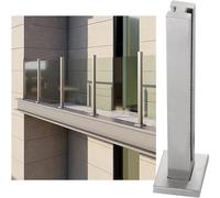 Combinaison libre Poteaux de balustrade en verre Système de balustrade en verre argenté pour balcon, poteau de balustrade en verre pour extérieur/intérieur, verre de sécurité 1 pièce(Silver-mid Post