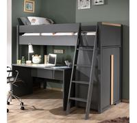 Combinaison Lit + Garde-Robe + Bureau Anthracite