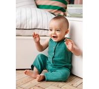 Combinaison longue bébé gaze de coton vert émeraude 9M(71CM)