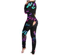Combinaison Manche Longue Femme - Grande Taille Impression NoëL Saint-Valentin Combinaison Coton Costume Pyjama Pyjama Rigolo Femme Combinaison Femme Chic pour SoiréE
