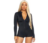 Combinaison manches longues avec fermeture clair sur le devant Leg Avenue, couleur noire