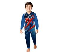Combinaison Marvel Spiderman garçon - Combinaison Pyjama Enfant Manches Longues Bleu (DE/NL/SE/PL, Numérique, 134, 140, Regular, Bleu)